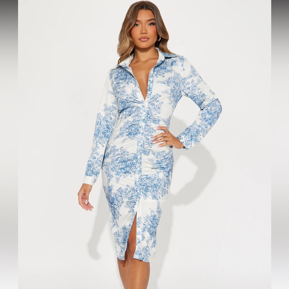 Fashion Nova: Kai Button Up Midi Dress NWT